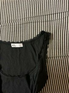 Ally Black Lace Trim Tank Top