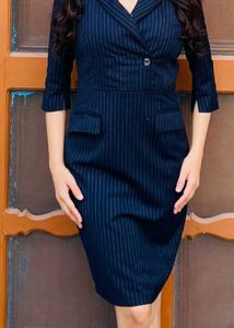 Navy Blue Partywear Office Dress
