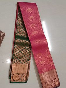 Elegant Pink & Green Banarasi Silk Saree
