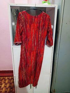 Red Embroidered Kurta
