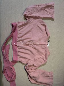 SHEIN Pink Wrap Tie Top