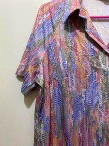 Patterned Short Sleeve Top till 40 strechy