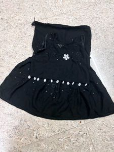 Black Embroidered Skirt Set
