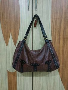 🐊 Print Genuine Leather Brown Shoulder Bag