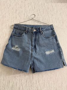 Ripped Denim Mom Shorts