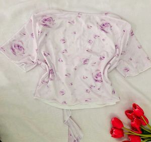 Y2K Tie Up Floral Top
