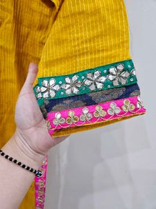 Beautiful Yellow Short Kurti With Gotapatti Work