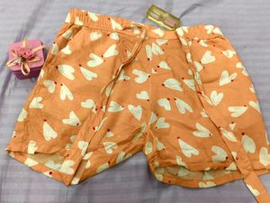 Cute Peach Heart Pajama Shorts