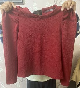 Burgundy Puff Sleeve Top