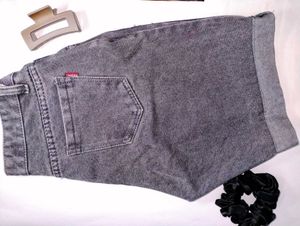 Gray Wash Denim Shorts