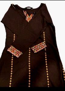 Coffee Brown Kurti With Design