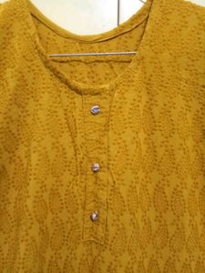 Mustard Embroidered Kurti