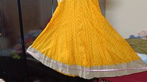 Yellow Nd Purple Combination Dress