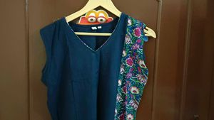Navy Blue Floral Kurti