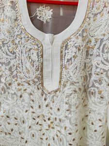Pure Chikankari Work White kutri (Gottapatti)
