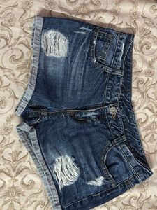 Ripped Denim Shorts