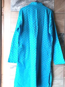 Men&#39;s Teal &amp; Gold Printed Kurta