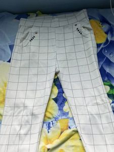 White Checked Pant , Size 28