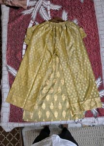 Elegant Golden Kurta pant dupatta Set