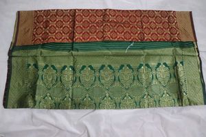 Elegant Green & Maroon Patterned Fabric