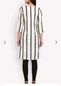 Striped Printed Flared Cotton Kurta