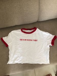 Brand New Zara Cotton Crop Slogan T-shirt