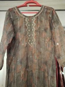 Hand Paint Cotton Suit 3pc