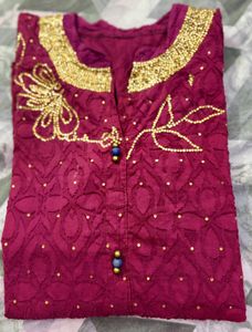Embroidered Magenta Tunic