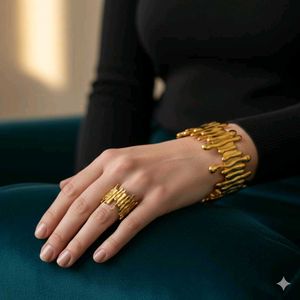 Gold Drip Bracelet & Ring Set