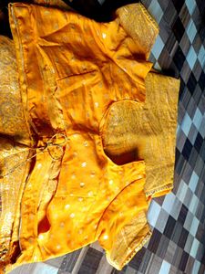 Yellow Saree With Golden Print