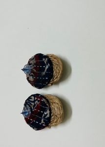 4 Pair Of Handmade Fabric Studs And 2 Fabri Rings