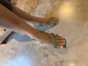 Zara Emerald Green Embellished Heels