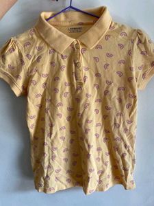 Cute Yellow Rainbow Polo Top For girls