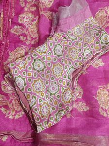 Pink Floral Saree Blouse