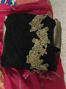 Elegant Black &amp; Pink Lhanga Set
