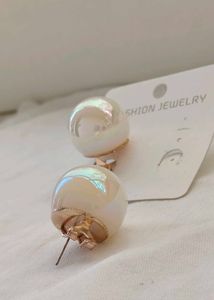 Oversized Rainbow Pearl Easy Back Closure Earrings