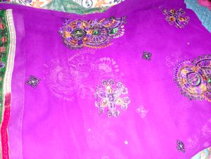 Embroidered Purple Saree