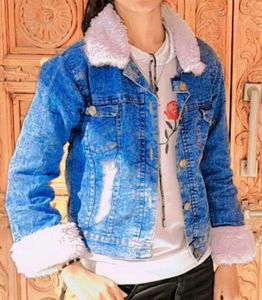 Denim Jacket with Fur Trim