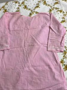 Baby Pink Embroidered Short Kurta