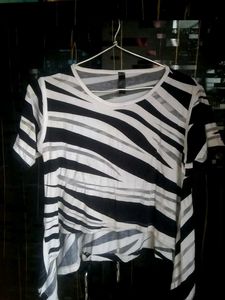 Zebra Print Asymmetrical Tunic Top