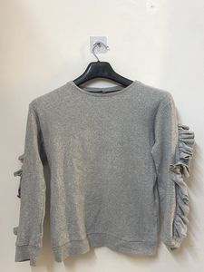Grey Ruffle Sleeve Sweatshirt