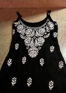 Black strapy Chikankari Kurti