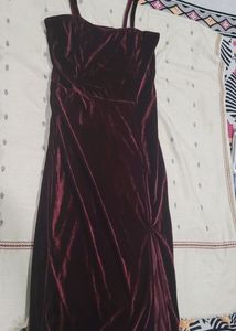 Hot Maroon Side Slit Dress