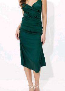 SAVANA Green Satin Dress