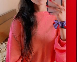 Oversize Peach Sweater Cum Top