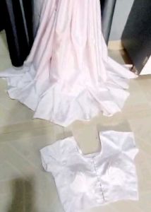 White Silk Saree &amp; Blouse Set