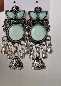 Silver Jhumka Earrings with Pearls