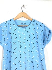 Blue Printed T-Shirt(Women’s)