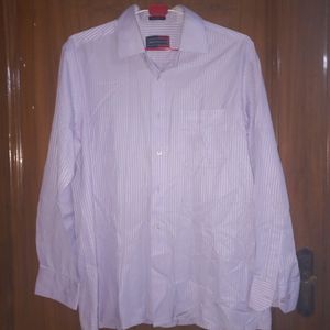 Peter EnglandShirtLavender White Striped Full Slee