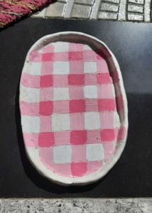 Pink Gingham Trinket Dish